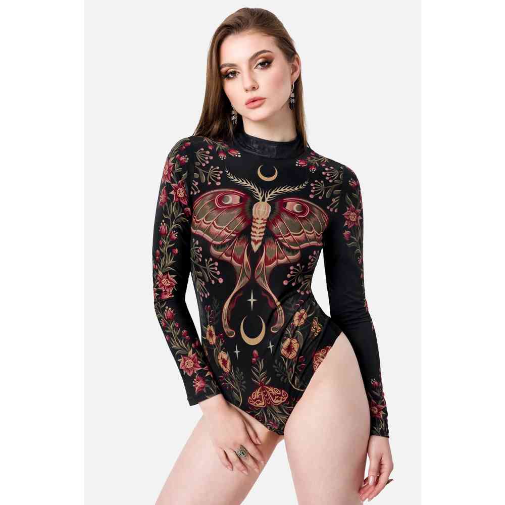 Restyle - Wilderwood Mesh Bodysuit - Zwart/Multicolours